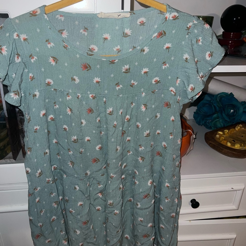 🔴Vine & Love Teal Floral Blouse